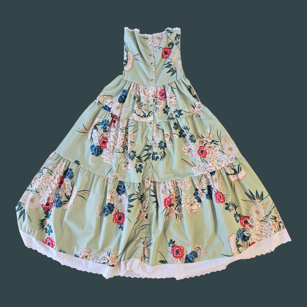 CBR Strapless Sage Green Floral Maxi Dress - Picture 3 of 6